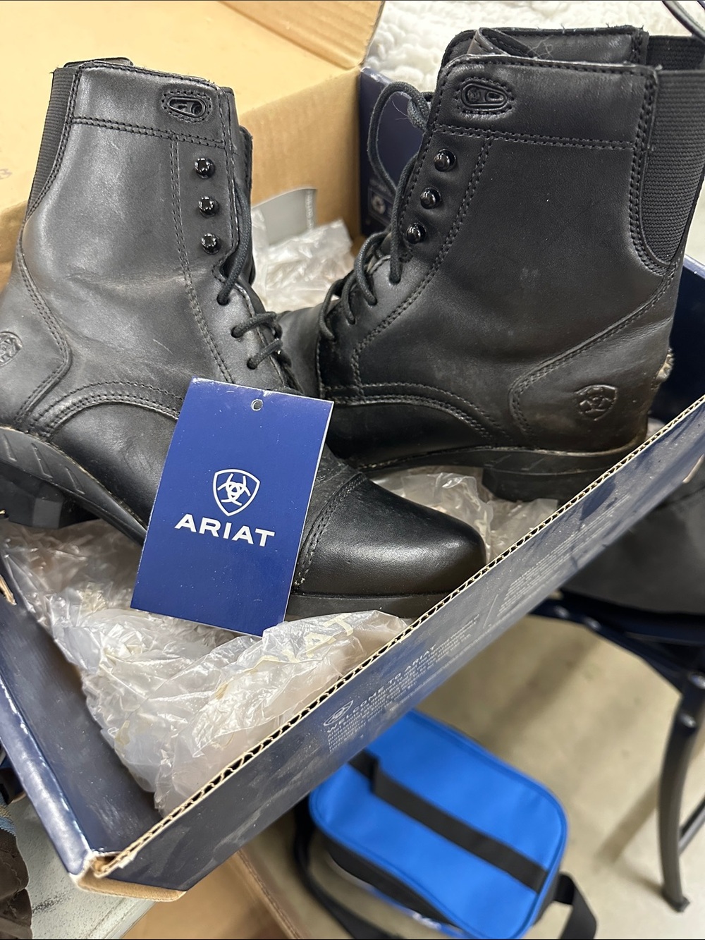 Ariat Black Lace-Up Leather Equestrian Boots